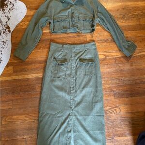 Olive Green High Low Dress